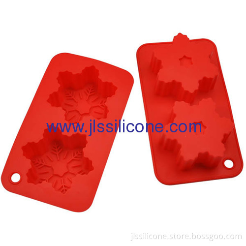 2 Cavities Snowflake Shaped Silicone Muffin Cake Baking Molds 